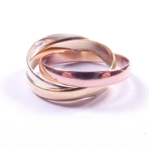 Gold ring 9 carat yellow rose white Russian wedding ring Trilogy Size  M - Picture 1 of 4