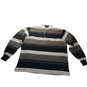 Polo Ralph Lauren Sport Striped Rugby Shirt Preppy Retro Y2K Pony Active Mens M - Picture 1 of 8