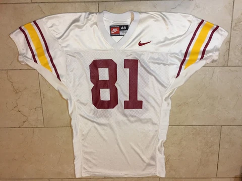 USC Nike authentic white (road) pre-owned silk screened jersey size 48 # 81 Cover