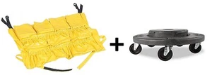 Gelbe runde Caddy Tasche + Mülleimer Dolly 5 Rollen, 18" grau - Bild 1 von 7