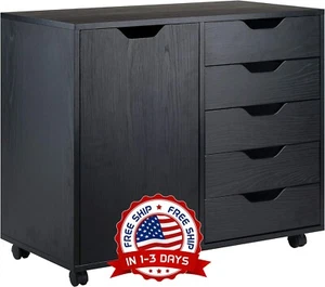 Gabinetes Organización de almacenamiento de madera Estante ajustable con ruedas - Picture 1 of 8