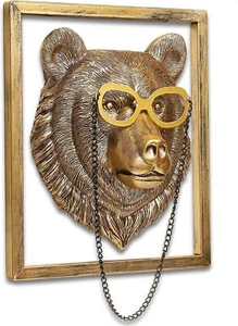 Animal Heads (Includes Metal Frame) Resin Animals Sculptures Head Wall Hanging - Picture 1 of 13