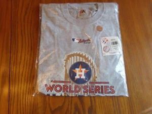 HOUSTON ASTROS 2017 WORLD SERIES CHAMPIONS Gray T-Shirt NIP W/Orig. Sticker $36 - Picture 1 of 8