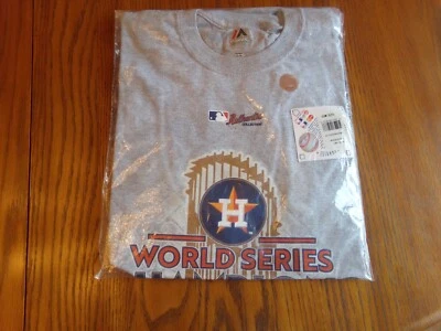 HOUSTON ASTROS 2017 WORLD SERIES CHAMPIONS Gray T-Shirt NIP W/Orig. Sticker $36 - Image 1 of 4