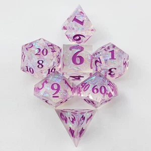 Juego de 7 dados DND poliédricos D4 - D20 poliédricos para Pathfinder RPG púrpura transparente - Imagen 1 de 6