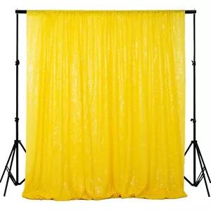 4FTx6FT Yellow Sequin Backdrop Sequin Photo Booth Backdrop Wedding/Party/Even... - Picture 1 of 6