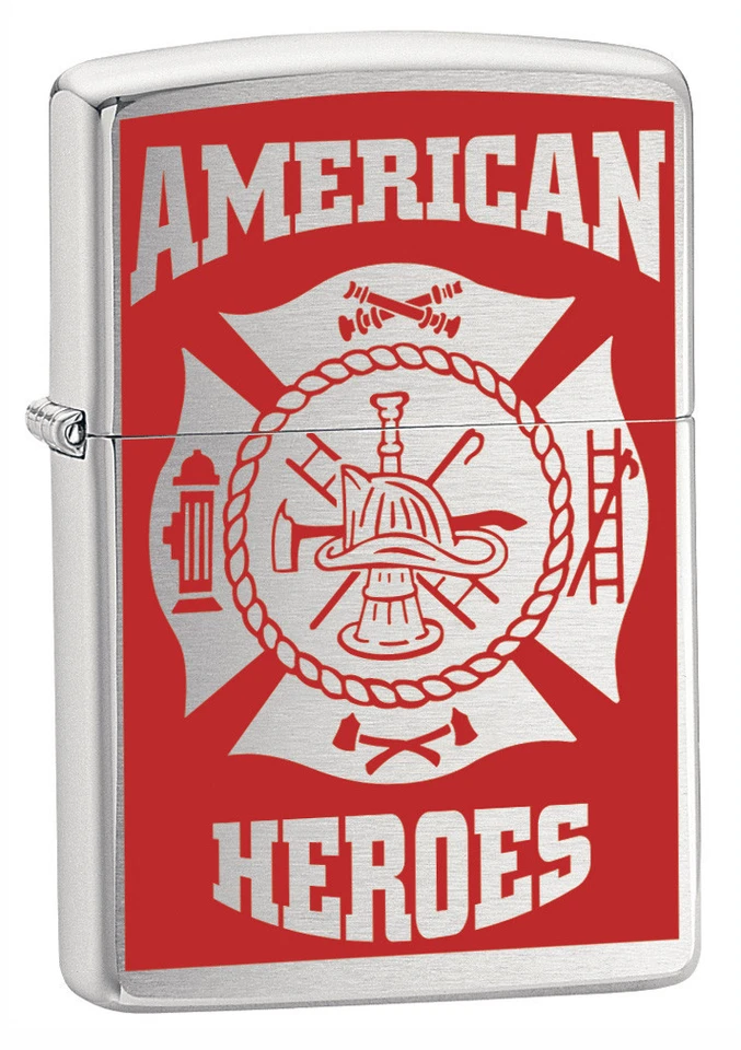American Heroes Bomberos Departamento de Bomberos Insignia Cromo Encendedor Zippo Foto 1 de 1