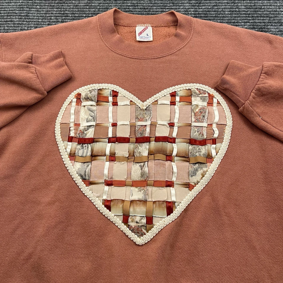 Sudadera Corazón Hecha a Mano Jerzees De Colección Para Mujer Talla Grande Naranja Quemado EE. UU. Foto 1 de 4