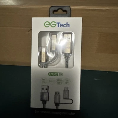 Cargador rápido trenzado USB-C a USB EG Tech MICRO TIPO C 3 PIES Cable SYNC  Foto 1 de 2