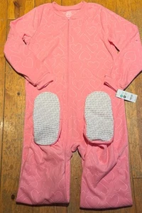 NWT Carters Girls Fleece Footed Sleeper pink hearts Valentine's Day 12 or 14 - Picture 1 of 2