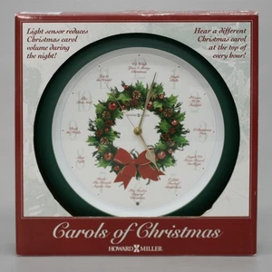 New Howard Miller Carols of Christmas 12 Songs Wreath Musical Wall Clock 625-224 - Picture 1 of 9
