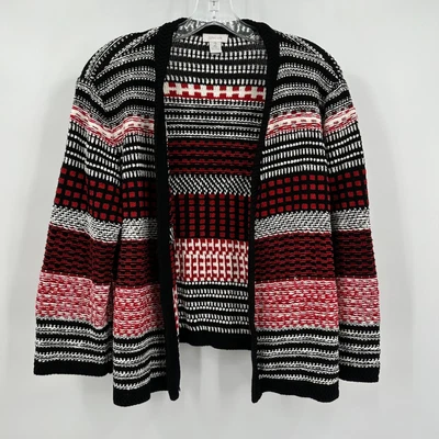 Cárdigan Chicos Mujer Frente Abierto Talla 2 EE. UU. L Tejido Boho Atrevido Rayas Suéter Foto 1 de 4