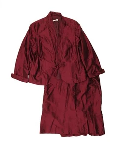 LINEA RAFFAELLI Womens Front Tie 2 Piece Skirt Set UK 22 3XL W38 Burgundy FM02 - Picture 1 of 8