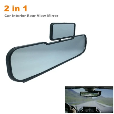 2 in 1 Car Interior Rear View Mirror Clip on Wide Angle Panoramic Flat for Truck Foto 1 de 4
