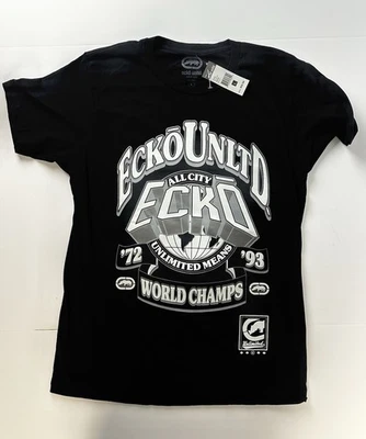 Camiseta gráfica Ecko Unltd DBL SIDE para hombre talla L negra cuello redondo manga corta nueva con etiquetas Foto 1 de 4