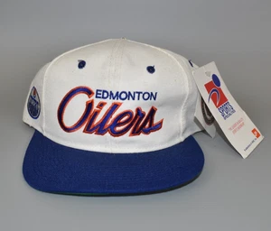 Edmonton Oilers Sports Specialties Script Wool Snapback Hat - *Condition Issues - Picture 1 of 7