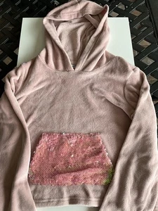 Pink Fuzzy Sweat Shirt With Long Sleeves And Shiny Pocket. Medium Size 10 - Picture 1 of 3