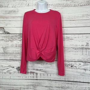 Athleta Top Womens Sizwe Medium Pink Long Sleeve Athletic Thumb Holes - Picture 1 of 12