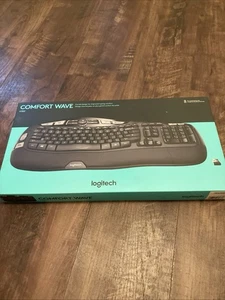 NEW Logitech K350 Y-RBN90 Wireless Wave Ergonomic Keyboard US Black Sealed - Afbeelding 1 van 7