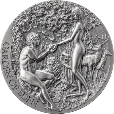 2023 Cameroon The Garden of Eden Bible Stories 2 oz Antique finish Silver Coin - Image 1 of 4