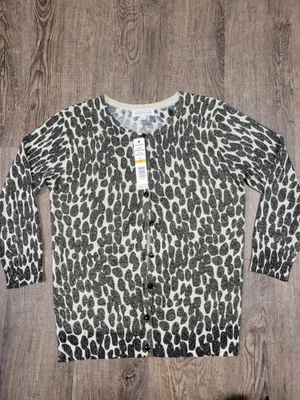 Joseph A NWT Sparkly Ink Spot Cardigan Black Gold Sweater Small - Image 1 of 4
