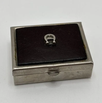Vintage 1960s / 70s ETIENNE AIGNER Small Metal & Black Leather Pill Case - Image 1 of 4