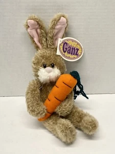 Ganz Jacky Bunny Rabbit With Carrot Stuffed Animal 8” Plush Vintage 1997 Brown - Picture 1 of 3