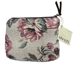 ATENTI USA Tapestry Clutch Toiletry Bag Floral Reversible Cow Print Accessories - Picture 1 of 9