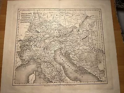 Italy Rome Gallia Rare 1839 Antique Card Engraving On Copper Steel Table • 107.80$