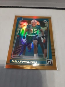 Tarjeta de novato dorada Jaelan Phillips RC MIAMI DELFINES 2021 TARJETA DE AUTÓGRAFO FÚTBOL TARJETA - Imagen 1 de 2