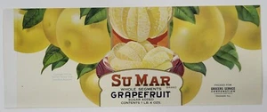 LABEL SuMar Grapefruit Can Grocers Service Corp Chicago Illinois - Picture 1 of 1