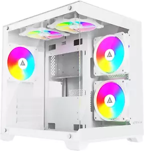 Prism-Wh Prism Micro-Atx Gaming PC Cube Case W/ 5X 120Mm ARGB Fans, 366 RGB Mode - Picture 1 of 7