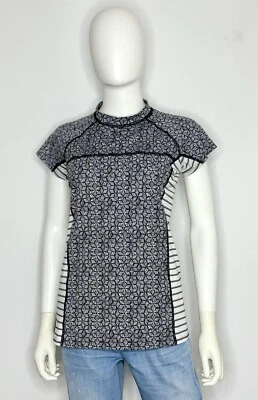 Patagonia Micro Swell Womens Rash Guard M Black White Short Sleeve Swim Top - Image 1 of 4