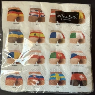 RARE Soccer Napkins Mens BOOTY FLAG SHORTS- futbol NEW football international 20 - Image 1 of 2