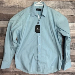 Bugatchi Uomo Hemd Herren mittelblau Knopfleiste Langarm Preppy Modern NEU - Bild 1 von 12
