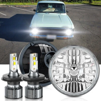 Par de faróis de LED brancos redondos de 7 polegadas lâmpada Hi-Lo para Ford Courier 1972-1982 - Imagem 1 de 4