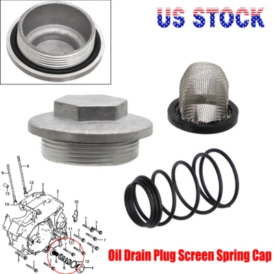 Oil Pan Drain Plug Spring Filter Kit For Honda XR185 XR200 XR200R CB100 CL100 US - Image 1 of 4