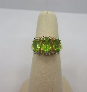Anillo de compromiso de boda de plata esterlina 3 piedras ovalado verde agua 925 talla 7 NUEVO - Imagen 1 de 26