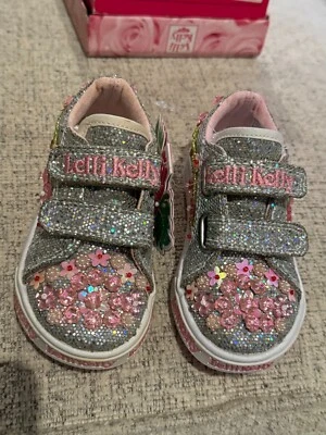 Zapatos Lelli Kelly Brillo Fiori Plateados LK8079 NUEVOS Gancho y Lazo Cuentas a Mano NUEVO Foto 1 de 4