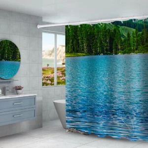 Lake views Print Waterproof Shower Curtain Sets Bathroom Decor Curtain Gift 70" - Picture 1 of 4