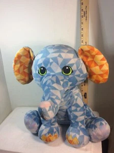 Vintage Super Cute Plush Fiesta Blue Multicolor Elepahant Approx 14 Inches Tall - Picture 1 of 12