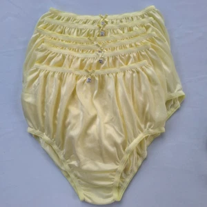 7pc Yellow Underwear Nylon Granny Panties Women Silky Soft Briefs Waist 28"-34"M - Picture 1 of 12