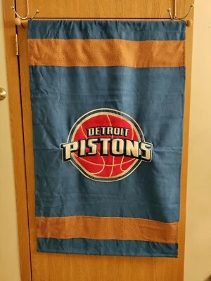 RARE NEW DETROIT PISTONS WALL HANGING BANNER / FLAG MAN CAVE 29.5" W x 45" L - Image 1 of 4