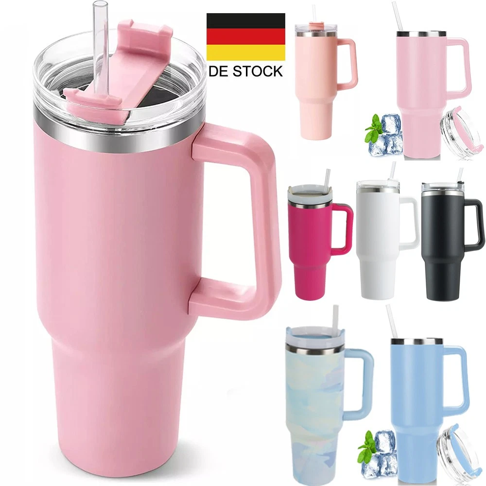 Charmline 1,2L Thermobecher Mit Strohhalm – Isoliert Für Heiße/kalte Getränke, Breite Öffnung, Inkl. Reinigungsset, Weiß