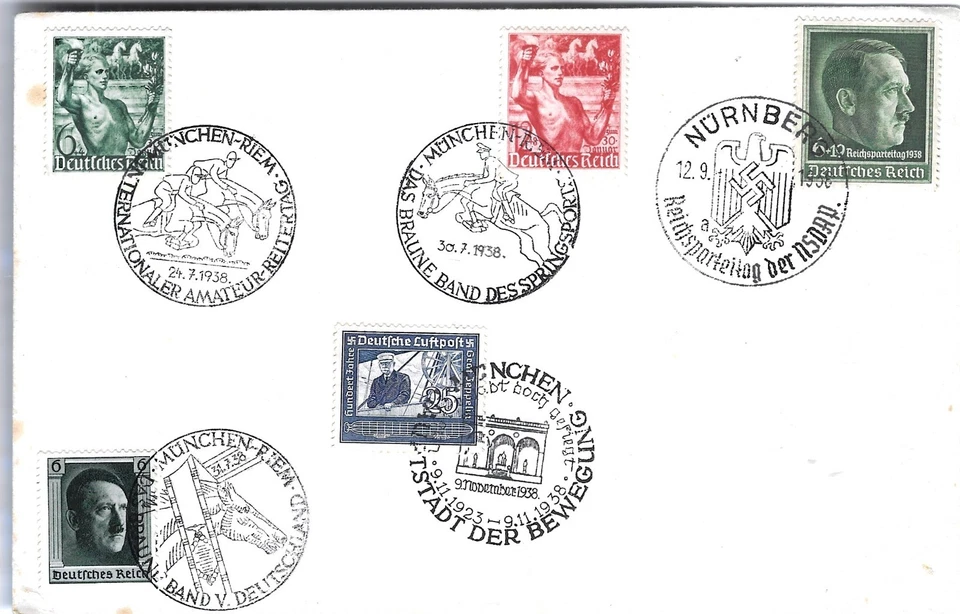 WW2 WWII German Third Reich used cover 1938 5 div. cancel - Image 1 of 1