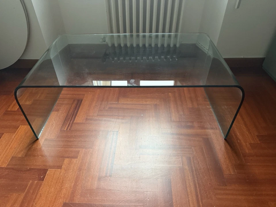 EGLEMTEK Luxury Z-01 Tavolino da Salotto in Vetro Curvato - Transparente - Immagine 1 di 1