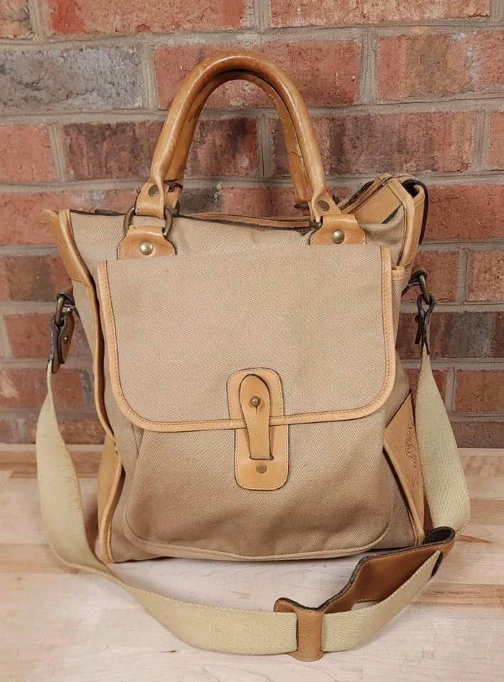 Bolsa satchel Marley Hodgson Ghurka Overlander nº 3 vintage 1981 couro lona - Imagem 1 de 4