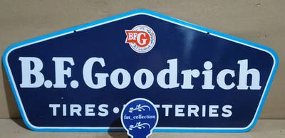 B.F Goodrich Tires Batteries Porcelain Enamel Sign  40 x 18  Inches 2 Sided - Image 1 of 4