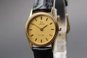 Vintage 1991 Omega De Ville Ref.591.0279 Gold Dial Quartz Women's Watch [Exc+5] - Picture 1 of 12