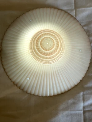 Vintage Salmon Ribbed Glass Ceiling Light Fixture Shade - Image 1 of 4